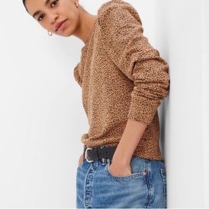 GAP VINTAGE SOFT PUFF SLEEVE SWEATSHIRT-BROWN CHEETAH PRINT